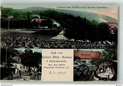 01906 O8502 Burkau 1910 Foto AK Gasthaus zum "Heiteren Blick" Blockhaus ... - 13528545