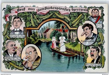 03222 O7543 Lübbenau - Grusskarte, Karrikatur, Spreewald, Kahn, Tracht... - 51268922