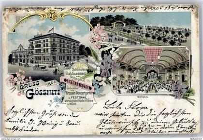 04639 O7422 Gößnitz Lithographie 1902 Hotel Central Festsaal Konzert Gar... - 51310538