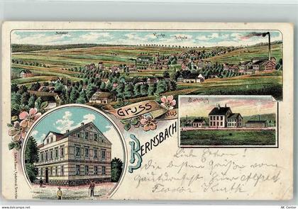 08315 O9402 Bernsbach 1908 Lithographie Bahnhof Hotel Erholung - 13630601