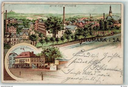 08496 O9801 Neumark , Sachs 1897 Lithographie Gasthaus Zum Bahnhof - 13606805