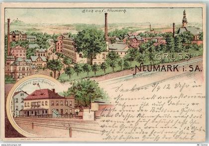 08496 O9801 Neumark , Sachs 1899 Lithographie Gasthaus zum Bahnhof - 13628195