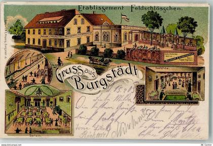 09217 O9112 Burgstädt 1903 Lithographie Etablissement Feldschlößchen Sal... - 13629374