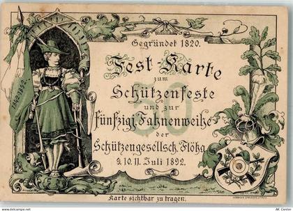 09557 O9380 Flöha 1892 Gebrauchsspuren Lithographie Schützenfest und 50.... - 13660761