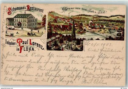 09557 O9380 Flöha 1903 Gebrauchsspuren Gasthaus Schumann Flöha-Tal Litho... - 13630891