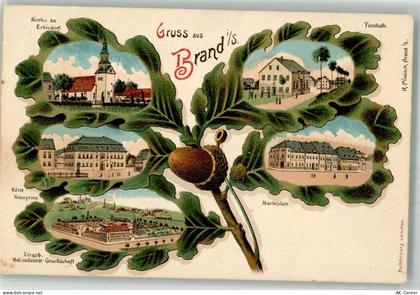 09618 O9230 Brand-Erbisdorf Lithographie Eichenblatt Hotel Kronprinz Tur... - 13655295