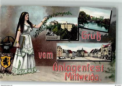 09648 O9250 Mittweida 1911 - Anlagenfest Mittweida Wappen Die Zschopau M... - 13655188