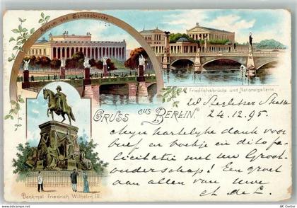 10115 O1020 Friedrichshain 1895 Lithographie Museum Schlossbrücke Friedr... - 10724041