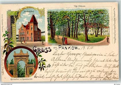 10115 O1100 Pankow 1910 Lithographie Nordbahnhof Kgl. Schloss Gartentor ... - 13635559