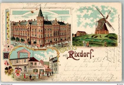 10115 W1000 Rixdorf 1900 Lithographie Windmühle Rathaus Gasthaus Behrend... - 13640368