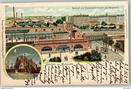 10115 W1000 Rixdorf 1902 Lithographie Bahnhof Ringbahn Eisenbahn Straßen... - 13635565