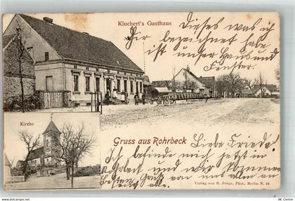 14624 O1543 Rohrbeck b Falkensee 1900 - Gasthaus Kluchert Fuhrwerk Kirch... - 13664057