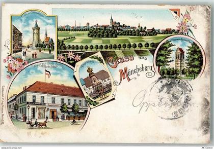 15374 O1278 Müncheberg 1898 Lithographie Turm am Cüstriner Tor Hotel Zur... - 13638884