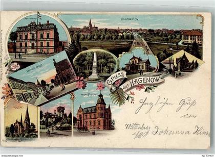 19230 O2820 Hagenow 1898 Lithographie Kaiserl. Postamt Amtsgericht Denkm... - 13535645