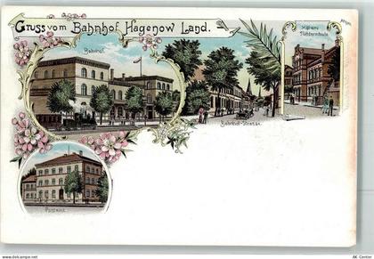 19230 O2820 Hagenow Lithographie Bahnhof Bahnhofstraße Postamt Höhere Tö... - 13492301