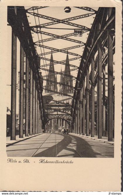 1936. DEUTSCHES REICH Postcard Köln Hohenzollernbrücke with 15 Pf Hindenburg cancelled KÖLN 2... (Michel 520) - JF431756
