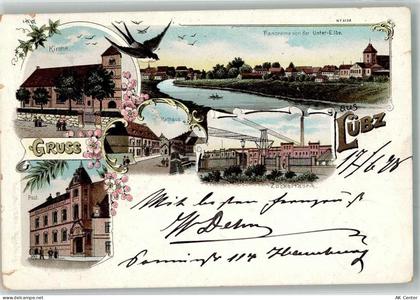 19386 O2860 Lübz 1898 Gebrauchsspuren Lithographie Rathaus Post Zuckerfa... - 13650369