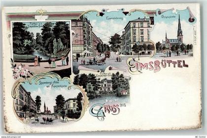 20095 W2000 Eimsbüttel 1898 Lithographie Park Eppendörferweg Straßenbahn... - 13606968