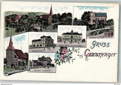 21502 W2054 Geesthacht Lithographie Gemeindeschule Kaiserl. Postamt - 13643815