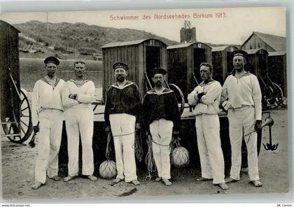 26757 W2972 Borkum 1913 Foto AK Schwimmer Badehütten Borkum 1913 - 13648639
