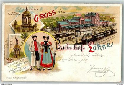 32584 W4972 Löhne 1899 Lithographie Bahnhof Löhne Trachtenpaar Kaiserden... - 13671169