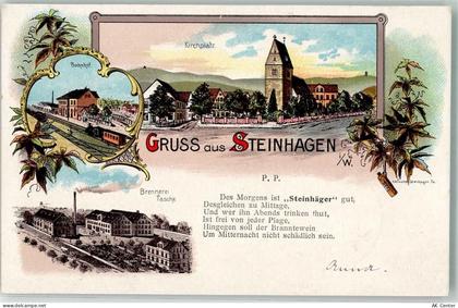 33803 W4803 Steinhagen , Westf 1900 Lithographie Steinhäger Bahnhof Kirc... - 13628638