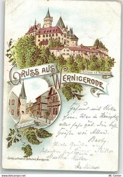 38855 O3700 Wernigerode Lithographie Vorläufer Schloß Wernigerode Wester... - 13660319
