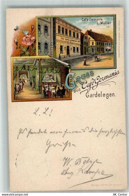 39638 O3570 Gardelegen Lithographie Cafe Germania Gaststube - 13670523