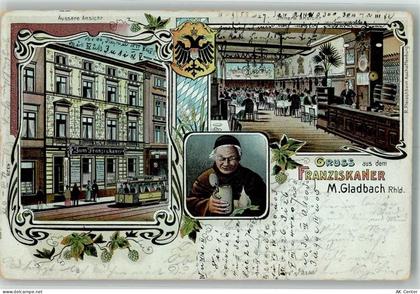 41061 W4050 Mönchengladbach 1905 Lithographie Gasthaus Zum Franziskaner ... - 13660431