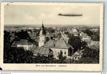 49356 W2840 Diepholz Foto AK Vom Schloßturm Zeppelin über Diepholz - 13637396