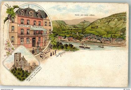 56859 W5584 Alf Lithographie Burgruine Arras Gasthaus zur Burg Arras Mos... - 13642454