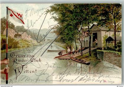 58452 W5810 Witten Lithographie / Künstlerkarte Ruder-Club Witten Bootsh... - 13667941
