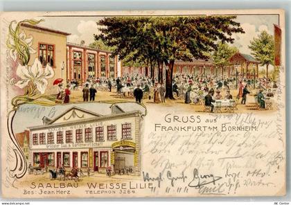 60308 W6000 Bornheim 1909 Lithographie Gasthaus Saalbau Weisse Lilie Gar... - 13640190