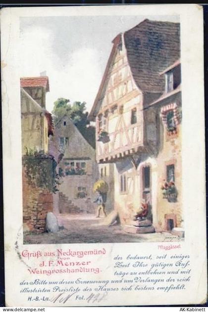 69151 W6903 Neckargemünd Lithographie / Künstlerkarte Weingrosshandlung ... - 51653088