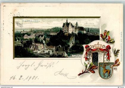 72488 W7480 Sigmaringen 1901 Prägedruck Wappen Schloß Sigmaringen Lithog... - 13502520