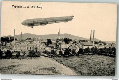 77652 W7600 Offenburg 1910 Fotomontage AK Zeppelin III über Offenburg - 13630487