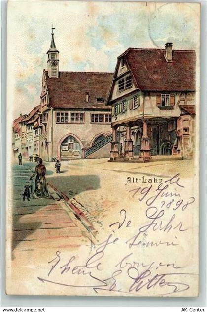 77933 W7630 Lahr , Schwarzwald 1898 Künstlerkarte Alt-Lahr Rathaus Frau ... - 13933587