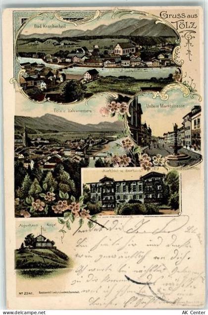83646 W8170 Bad Tölz 1899 Lithographie Bad Krankenheil Untere Marktstraß... - 13259543