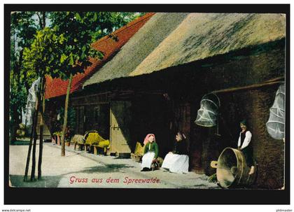 AK Gruss aus dem Spreewald Dorfidylle, STRAUPITZ 10.7.1912