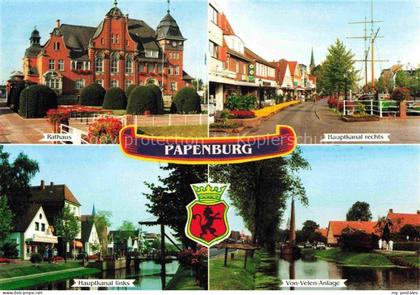 Papenburg Ems Niedersachsen Rathaus Hauptkanal Von-Velen-Anlage Kanal Segelschif