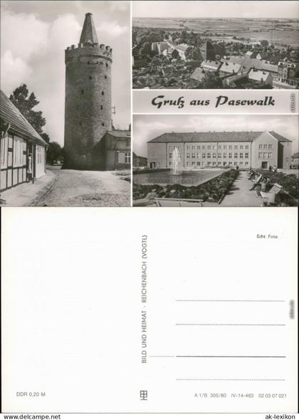 Ansichtskarte Pasewalk Turm, Panorama, Schloss 1980
