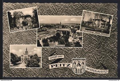 AK Peitz /Niederlausitz, Landambulatorium, Marktplatz, Jugendherberge Nikolai Ostrowski