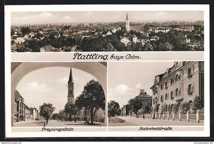 AK Plattling, Ortsansicht, Preysingplatz, Bahnhofstrasse