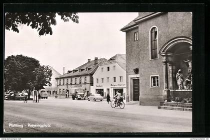 AK Plattling, Preysingplatz mit Rathaus