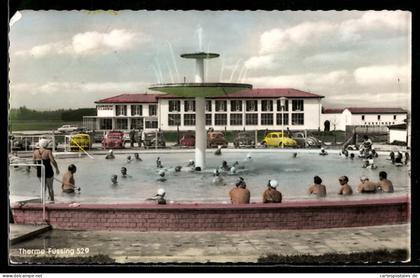 AK Pocking im Rottal, Therme Füssing, Aussenbecken mit Springbrunnen und Badegästen