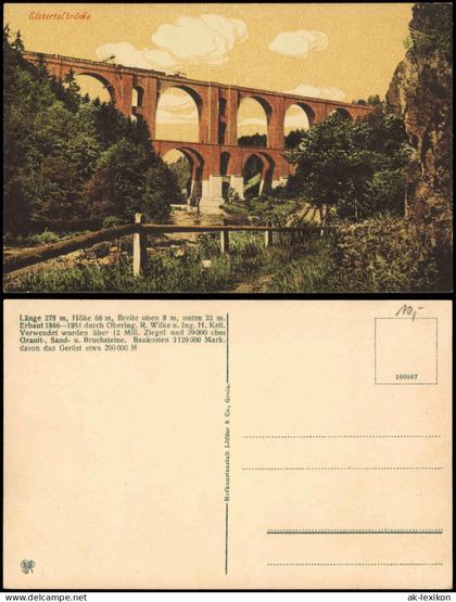 Ansichtskarte Jocketa-Pöhl Elstertalbrücke Künstlerkarte 1922