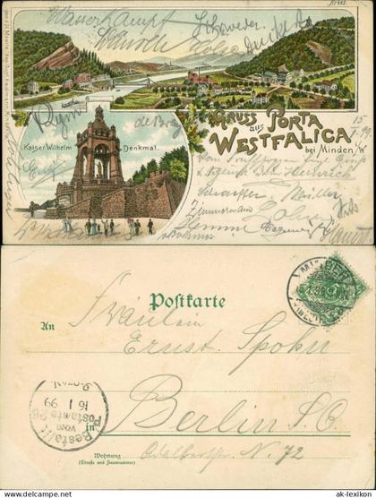 Litho AK Porta Westfalica Kaiser-Wilhelm-Denkmal - Porta Westfalica 1899