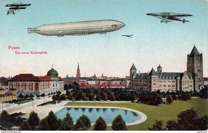 AK Posen Kaiserpfalz Zeppelin Flugzeuge Posen 1921 gelaufen Postkarte