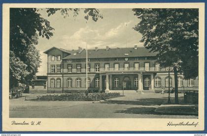 Prenzlau Hauptbahnhof, gelaufen 1937 (AK2884)
