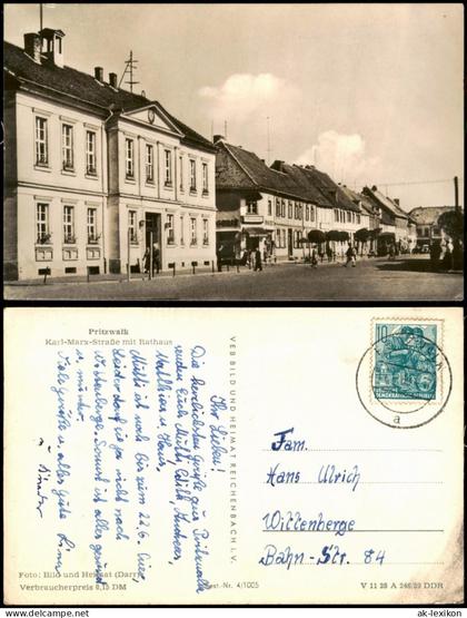 Ansichtskarte Pritzwalk Karl-Marx-Straße mit Rathaus zur DDR-Zeit 1959